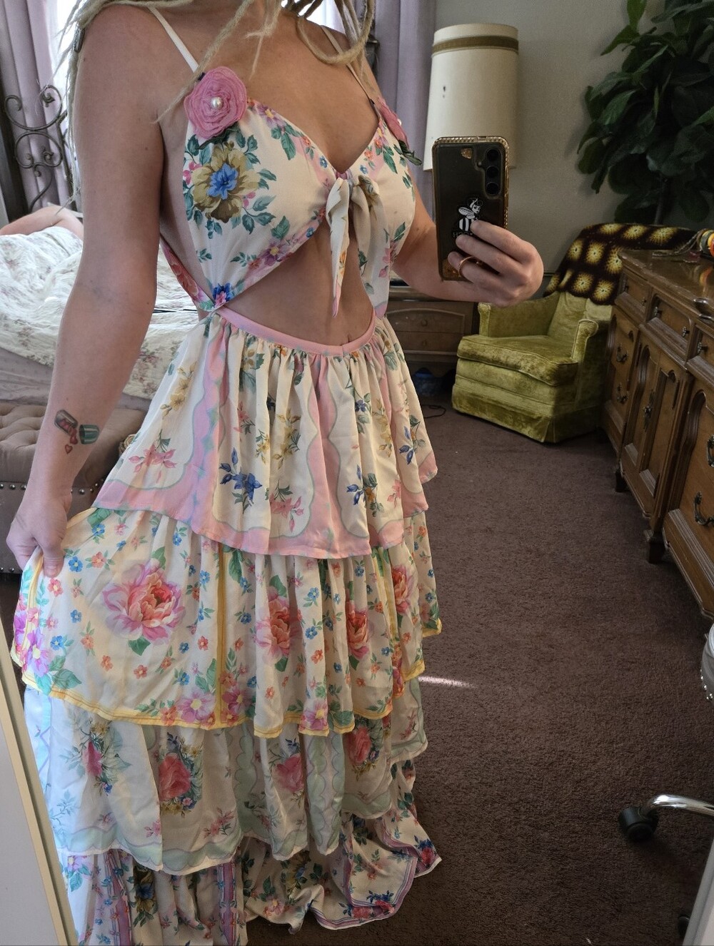 Altard State 3D Floral Tiered Cutout Maxi